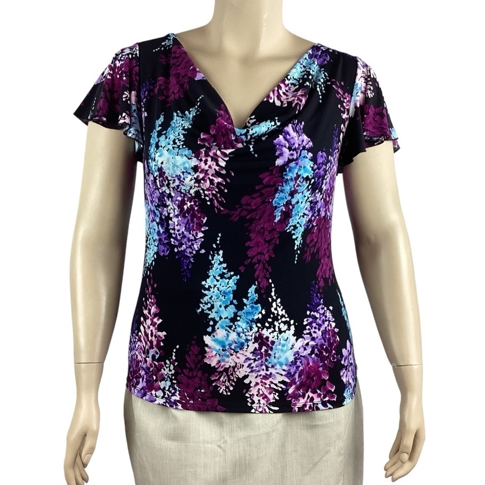 Grace Elements Cowl Neck Top Size L Multicolor